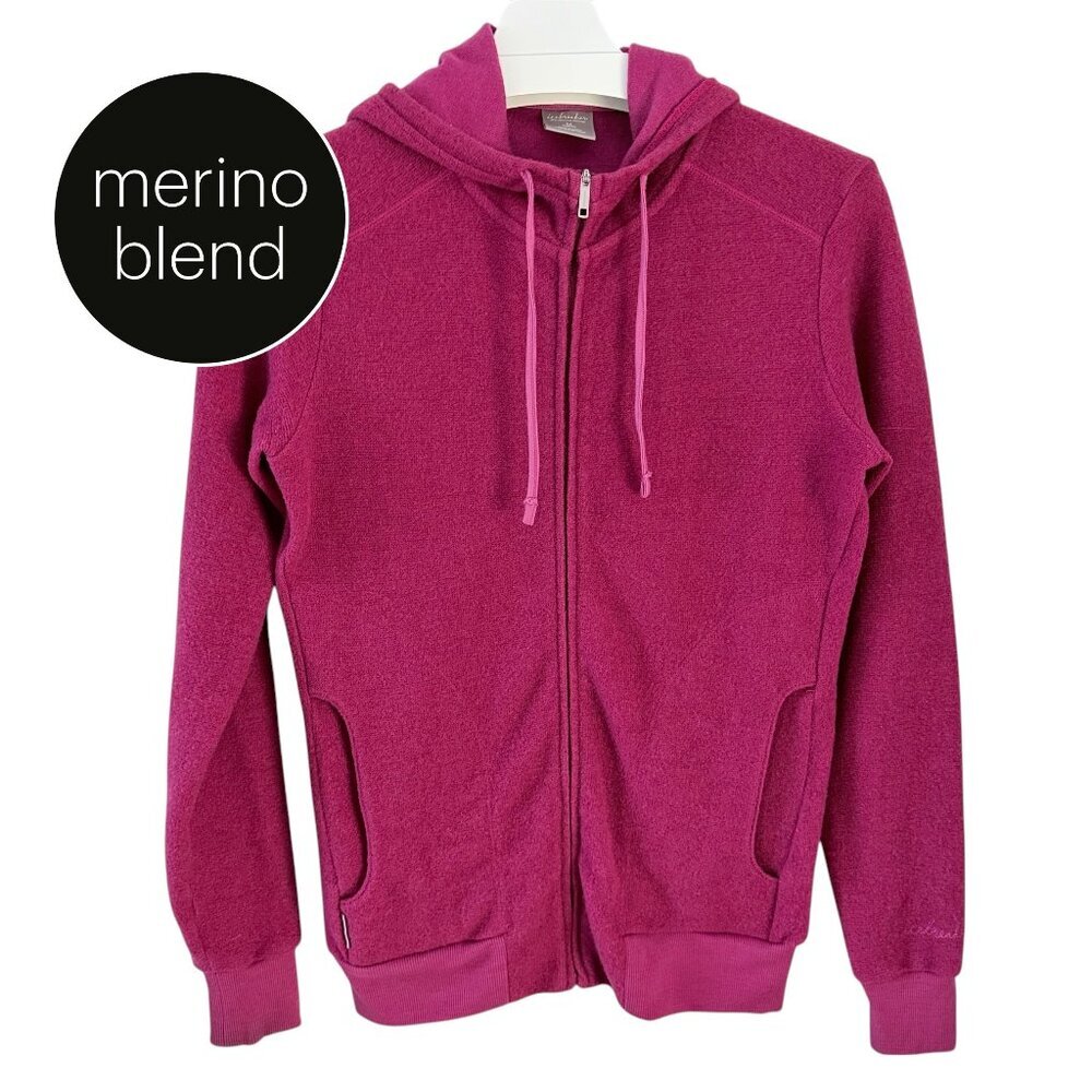 ICEBREAKER Pink Merino Wool Zip Hoodie Sweater Full Zip Hooded Outdoor m
